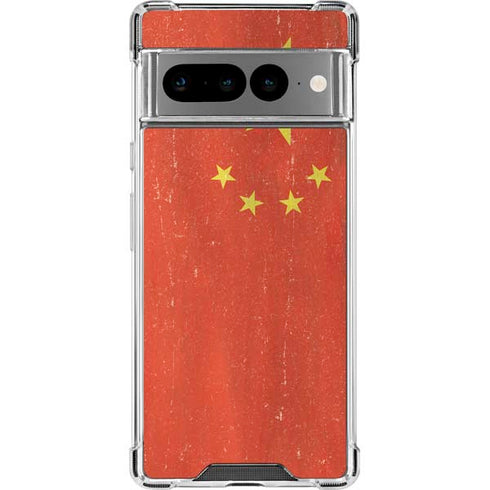 Chinese Flag Distressed Google Pixel 7 Pro Clear Case